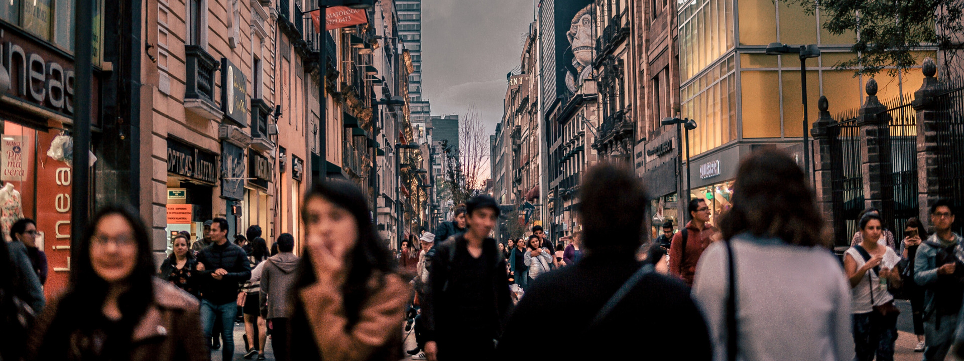 Mexico City crowd banner
